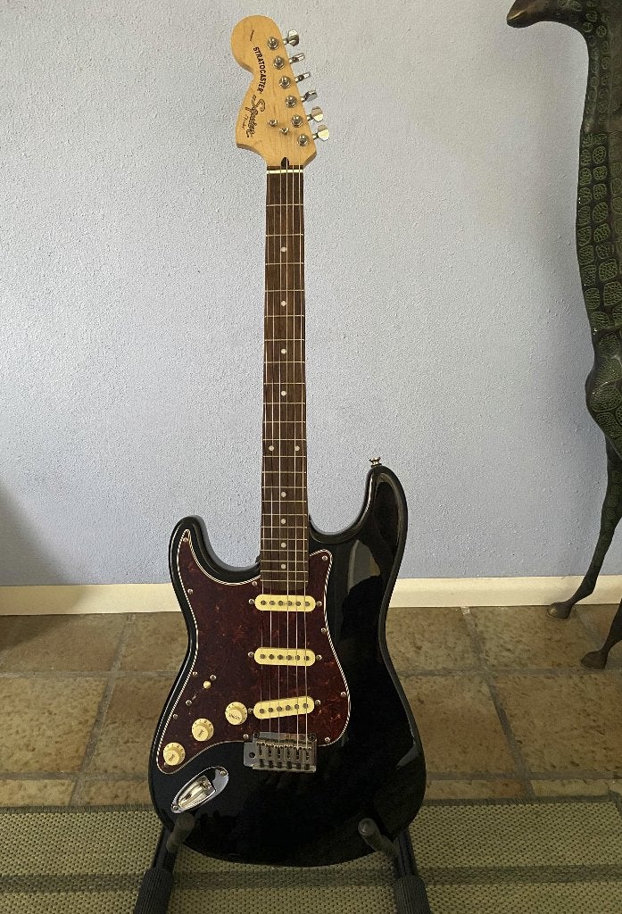 squier stratocaster lefty linkshandig, Muziek en Instrumenten, Ophalen, Gebruikt, Solid body, Fender