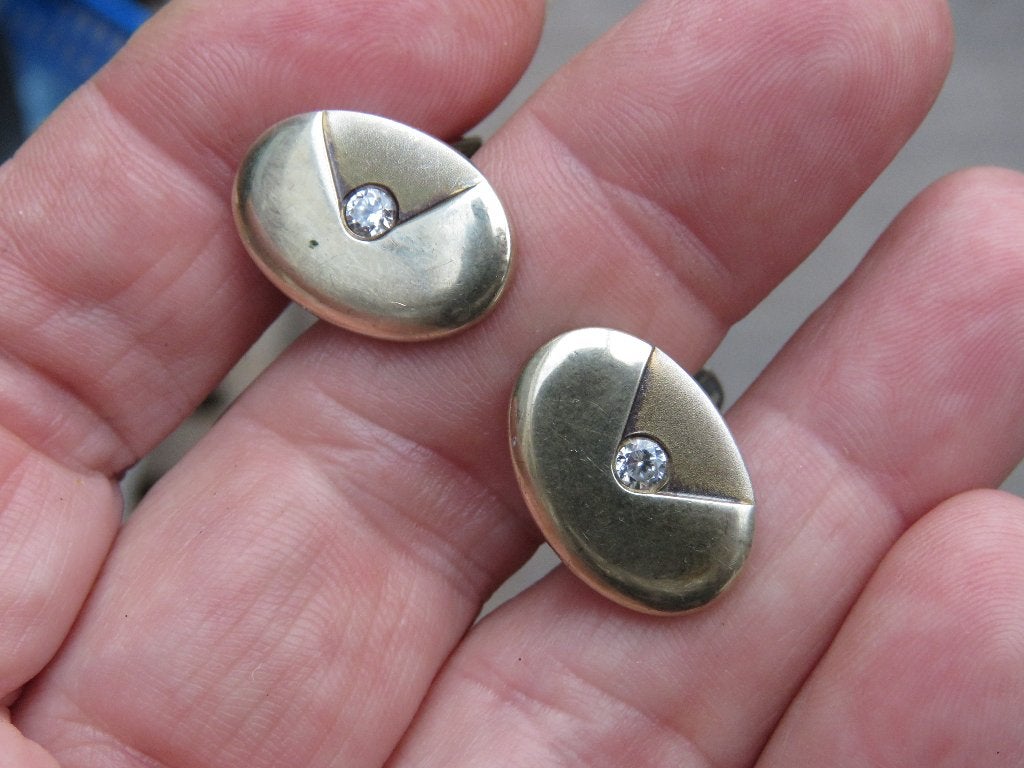 Zeer mooie 835 zilver vergulde manchetknopen., Ophalen of Verzenden, Zilver, Manchetknopen, Met edelsteen