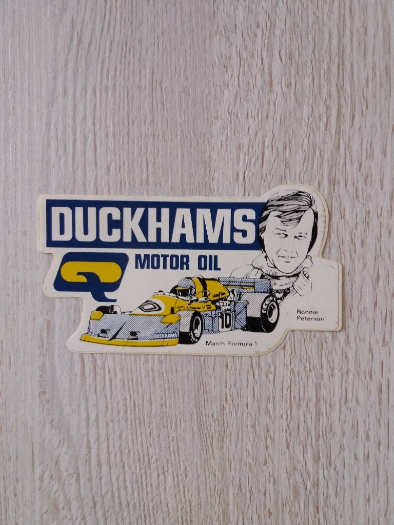 sticker DUCKHAMS MOTOR OIL Ronnie Peterson, Ophalen of Verzenden, Zo goed als nieuw, Merk