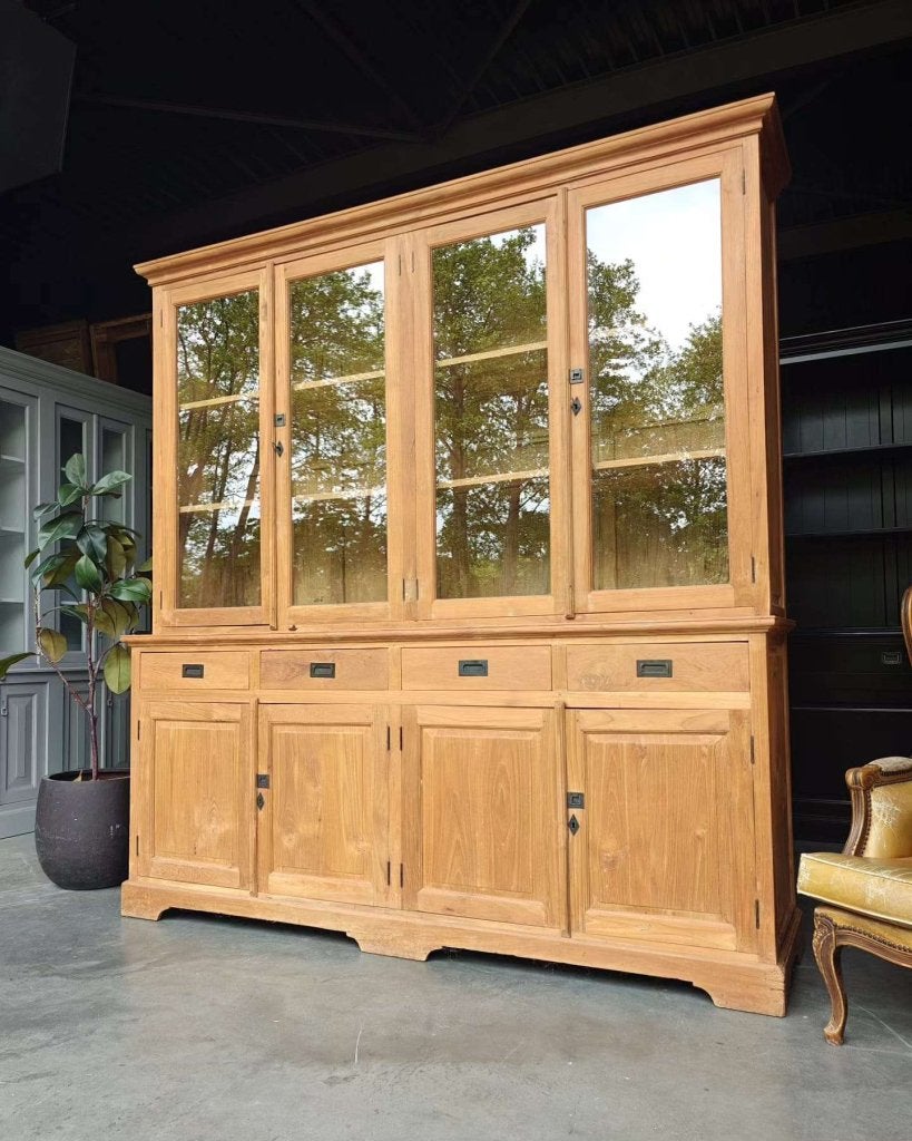 Teakhouten buffetkast | Winkelkast teak | Vitrinekast #3166, Glas, Vintage / antiek, Gebruikt, Met deur(en)