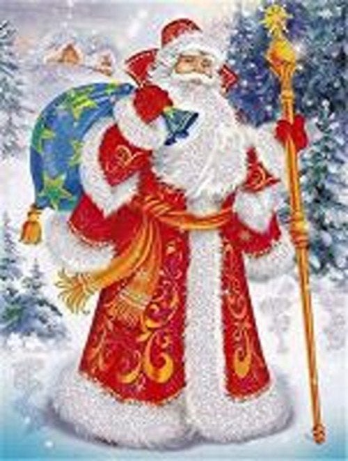 50x40cm Diamond painting kerstman met rugzak (rond) nr 76, Verzenden, Nieuw, Overige materialen, Overige merken