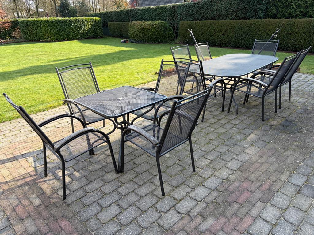 2 tuinsetjes Kettler klein (4 stoelen) en groot (6 stoelen), Ophalen, Zo goed als nieuw, Overige materialen