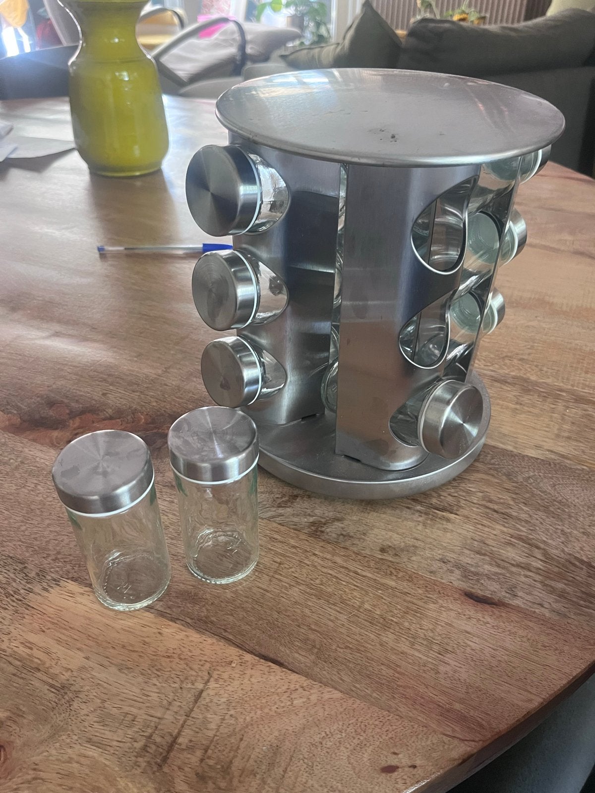 RVS Kruidenrek kruidencarrousel Draaibaar 12 Potjes, Overige typen, Zilver, Ophalen of Verzenden, Zo goed als nieuw