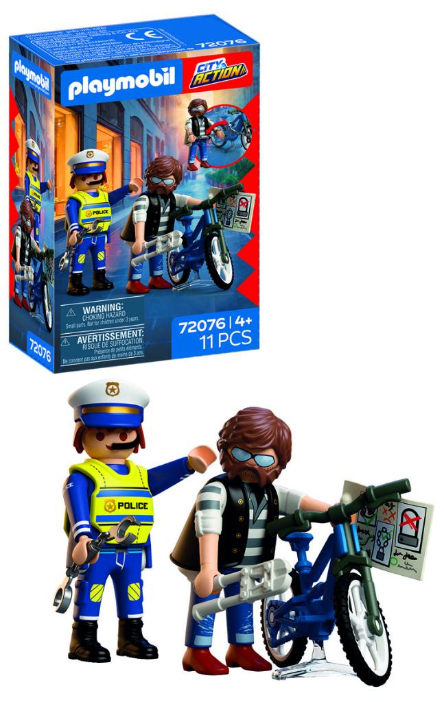 PLAYMOBIL 72076 Fietsendiefstal met Politie 11dlg, Kinderen en Baby's, Speelgoed | Playmobil, Nieuw, Complete set, Ophalen of Verzenden
