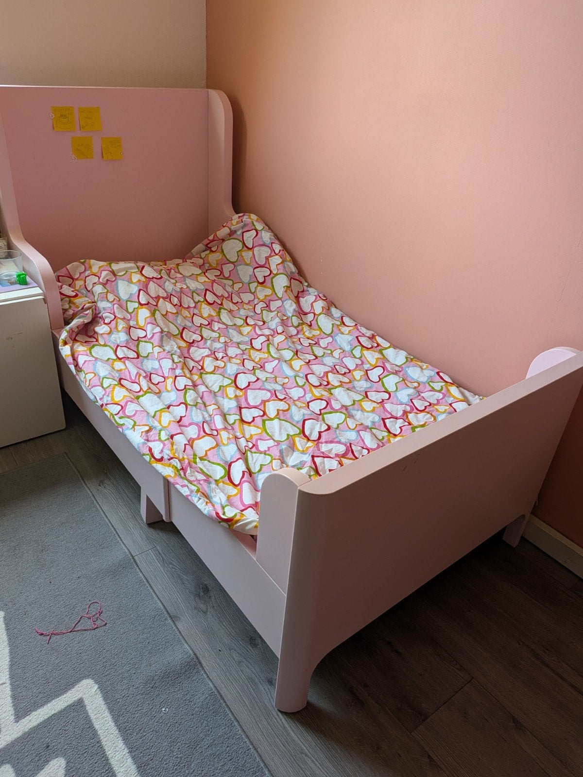 Ikea Busung pink expandable bed with mattress., Ophalen, Gebruikt, 80 cm, Hout