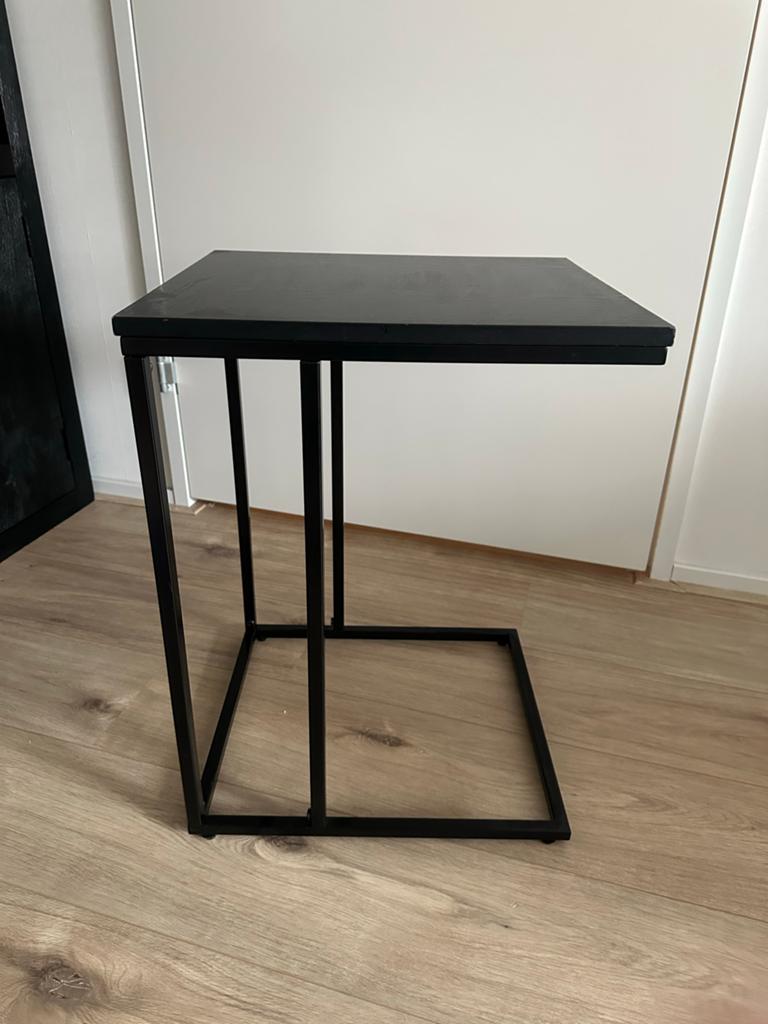 Bijzet/laptop tafel zwart, Ophalen, Rond, Minder dan 55 cm, 45 tot 60 cm