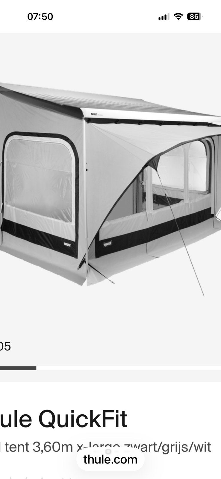 Thule Quickfit voortent, Ophalen of Verzenden, Zo goed als nieuw