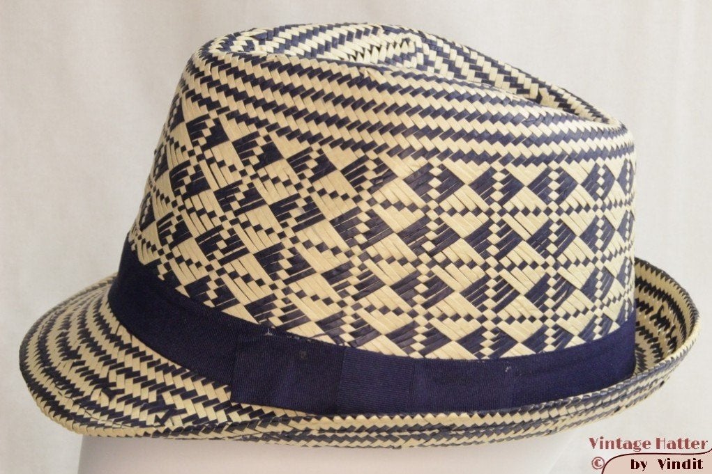 nieuwe Trilby strohoed met blauw maat 57 en 59 unisex, Hoed, Hawkins, Nieuw, Ophalen of Verzenden