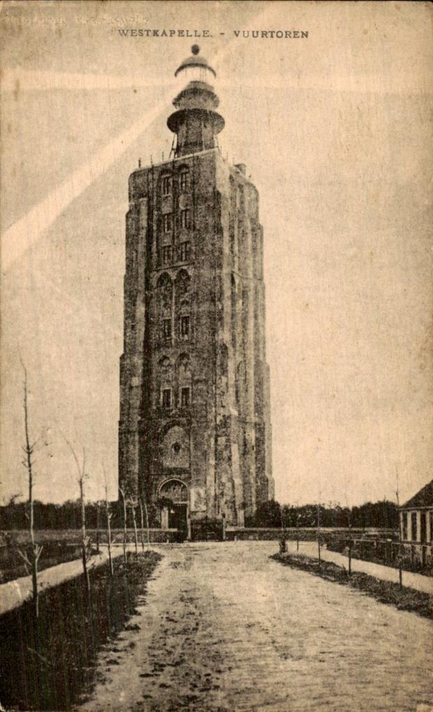 Westkapelle - Vuurtoren - Voorgevel, Ophalen of Verzenden, 1920 tot 1940, Gelopen, Zeeland
