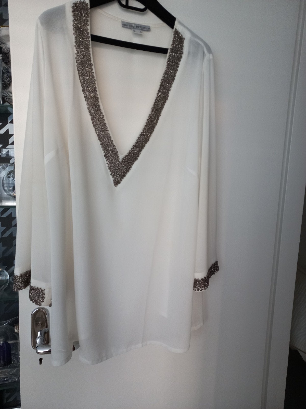 Roomwitte blouse/tuniek van Ashley Brooke, Kleding | Dames, Maat 38/40 (M), Wit, Ophalen of Verzenden, Onbekend