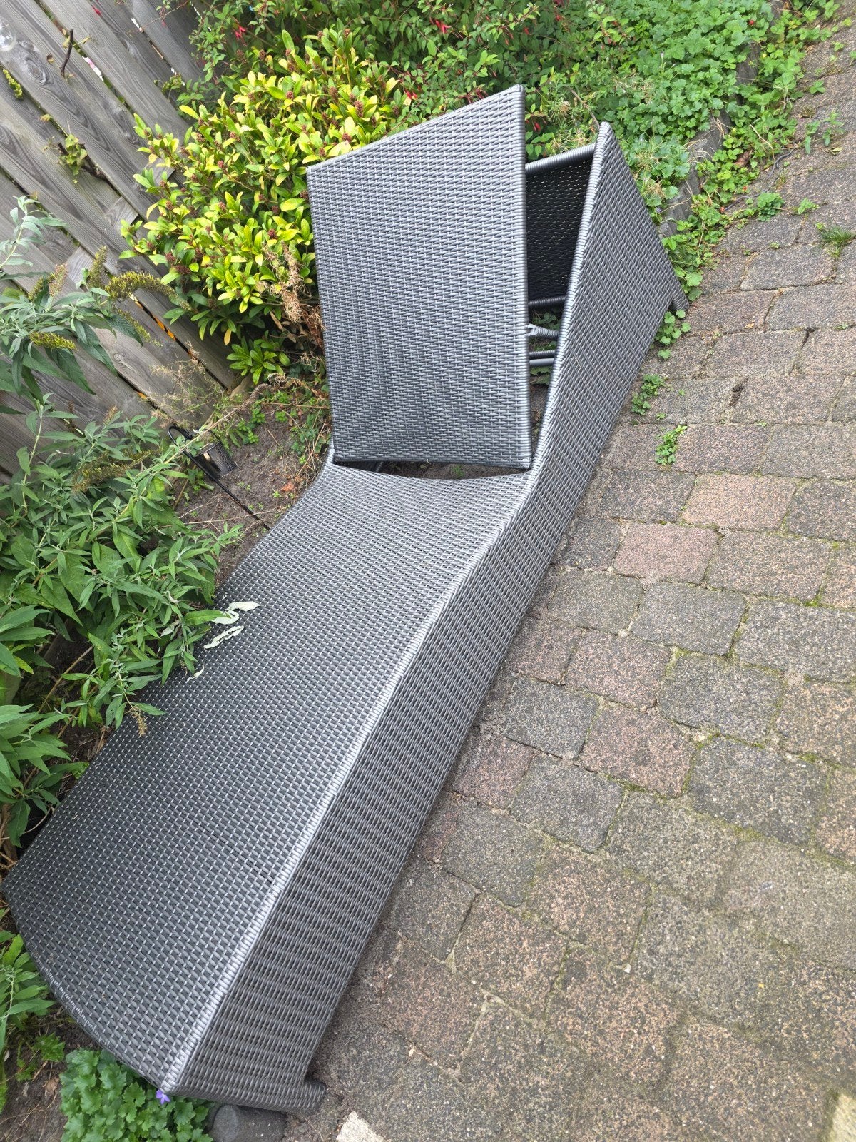 Gebruikte ligstoel met kussen, Tuin en Terras, Ophalen, Gebruikt, Wicker