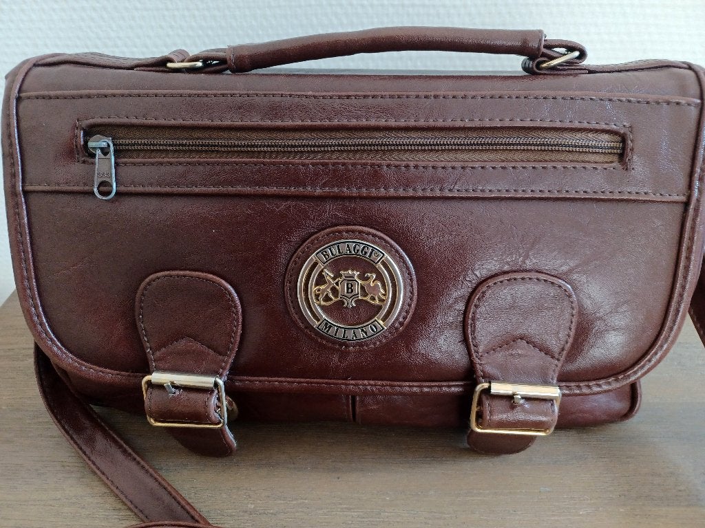 Bulaggio Milano schoudertas –  vintage look –  goede staat, Ophalen of Verzenden, Gebruikt, Bruin