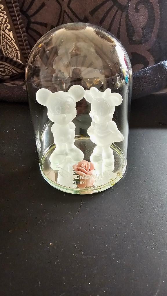 Glazen stolpje van Mickey&Minnie Mouse🦚Disneyland Parijs🦚, Ophalen, Mickey Mouse, Zo goed als nieuw, Beeldje of Figuurtje