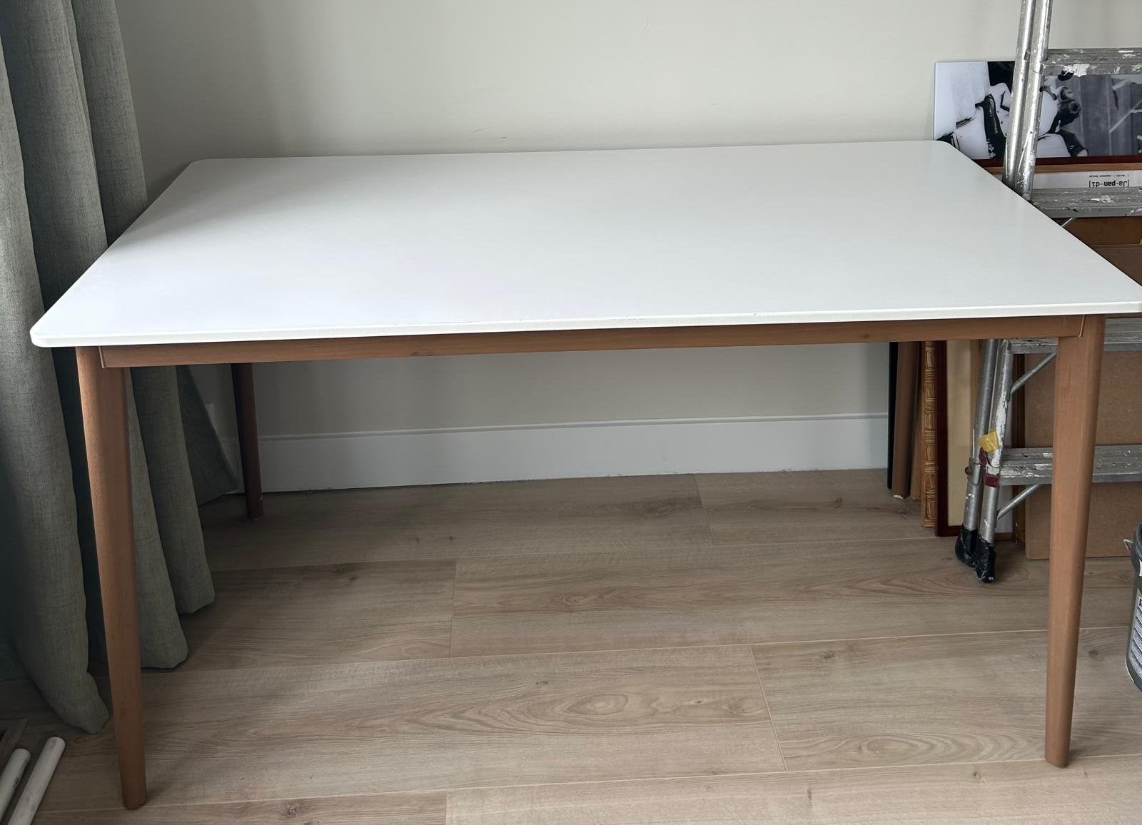 Ikea tafel met wit blad 140x80, Gebruikt, 100 tot 150 cm, Tot twee personen, Rechthoekig