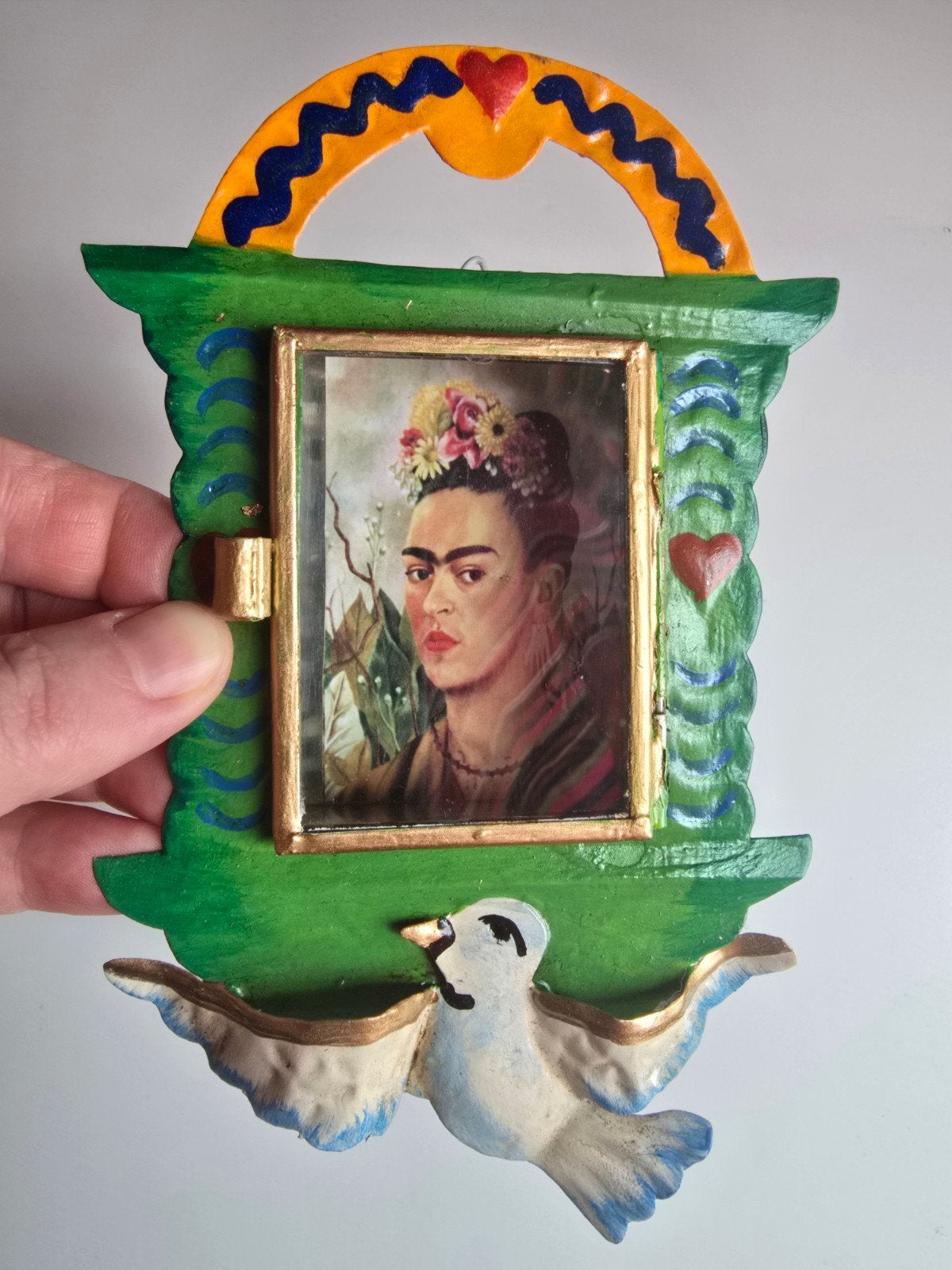 Frida Kahlo fotolijstje/nicho uit Mexico, Vintage, Meerkleurig, Nieuw, Ophalen of Verzenden