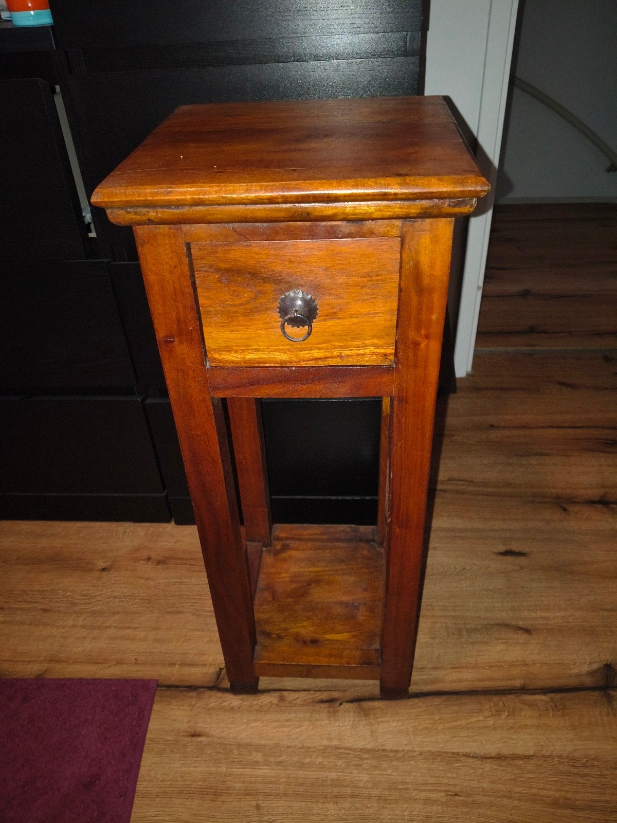 Teak houten bijzettafel met lade, Ophalen, Minder dan 55 cm, Gebruikt, 60 cm of meer