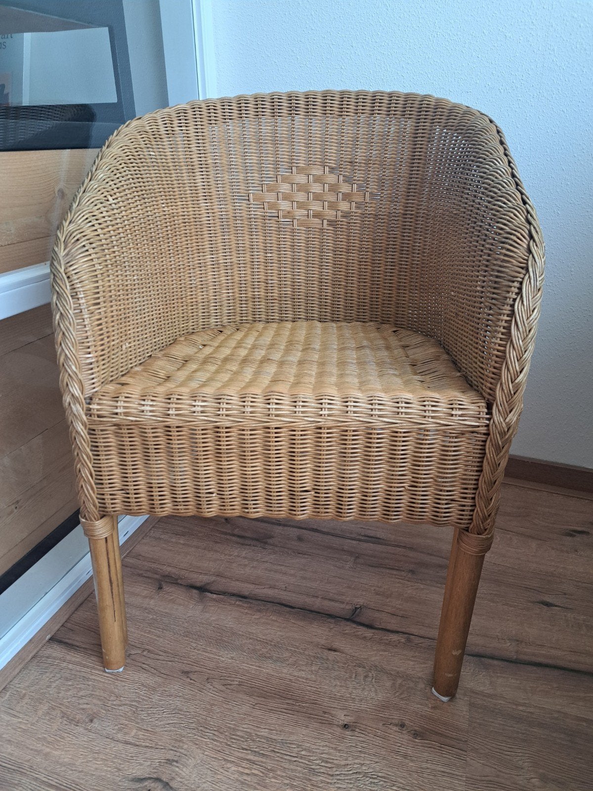 2 rieten stoelen, Huis en Inrichting, Stoelen, Ophalen, Gebruikt, Twee, Bruin