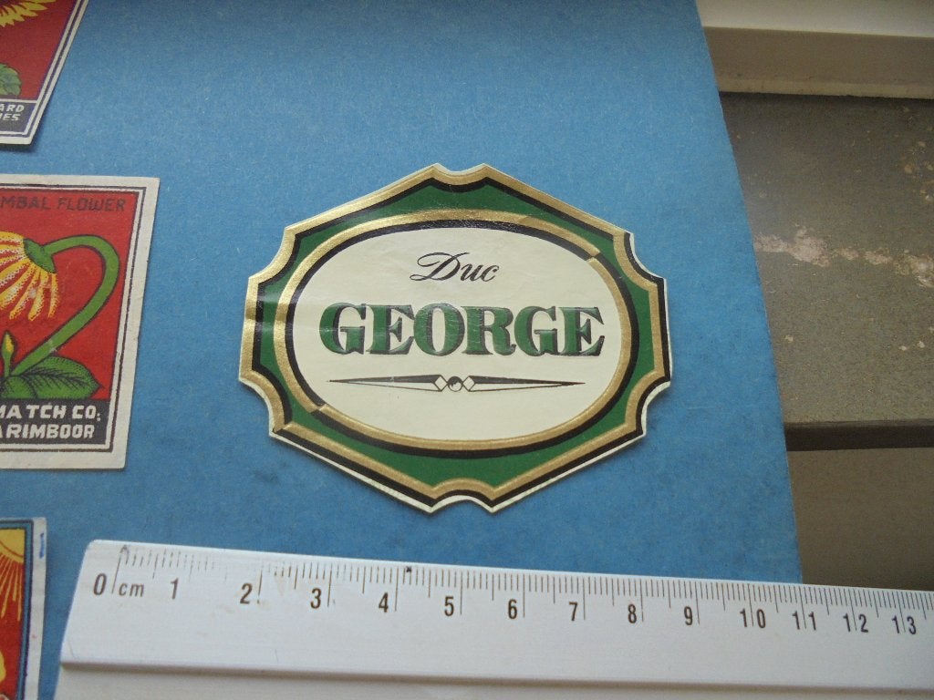 Oude sigarenband / kistetiket DUC GEORGE uit ZEELST, Ophalen of Verzenden, Zo goed als nieuw, Sigarenbandjes