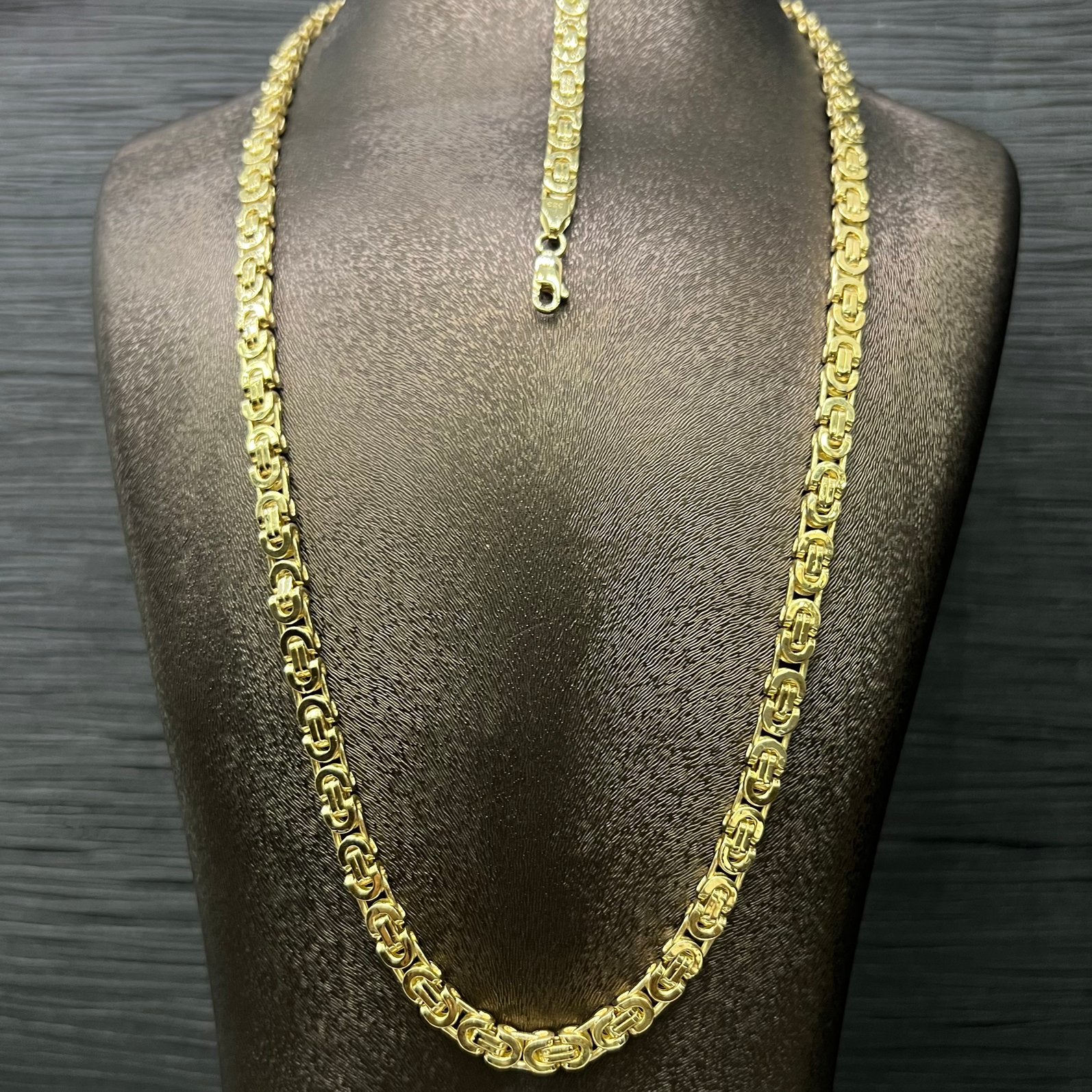 14 karaat gouden ketting met armband set koningsschakel, Ophalen of Verzenden, Nieuw, Goud
