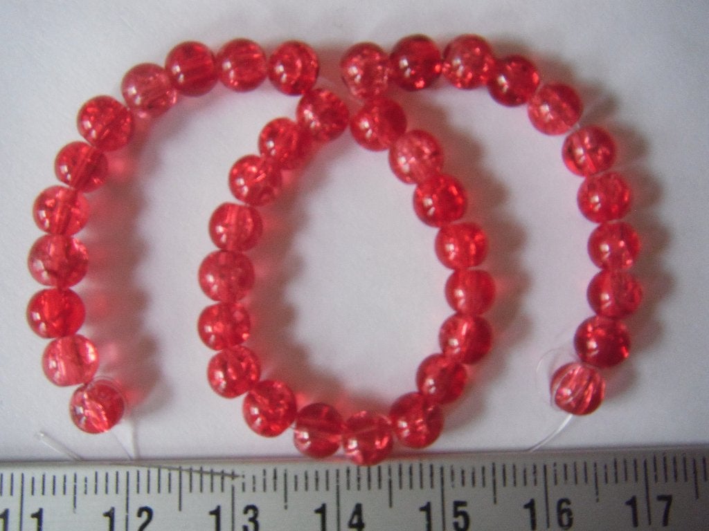 40 glas crackle kralen 5mm. rood, Ophalen of Verzenden, Nieuw, Kraal