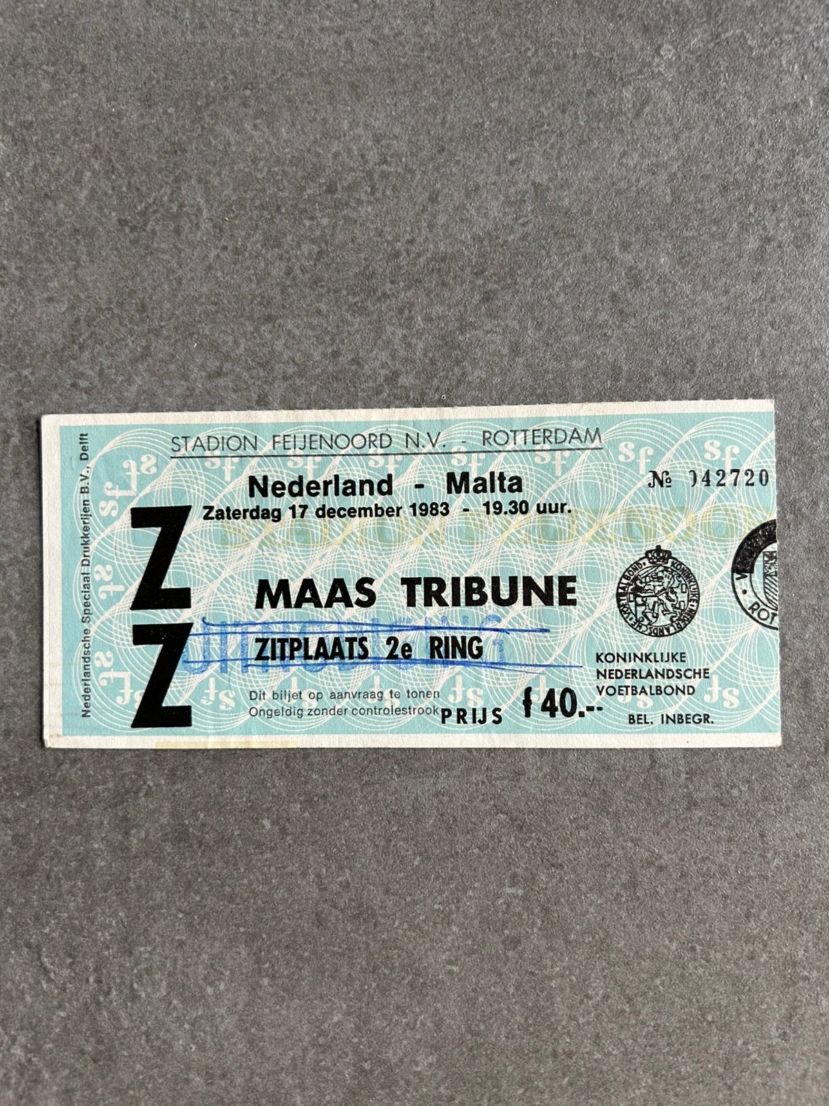 Nederland - Malta 1983 ticket, Ophalen of Verzenden, Overige binnenlandse clubs, Overige typen