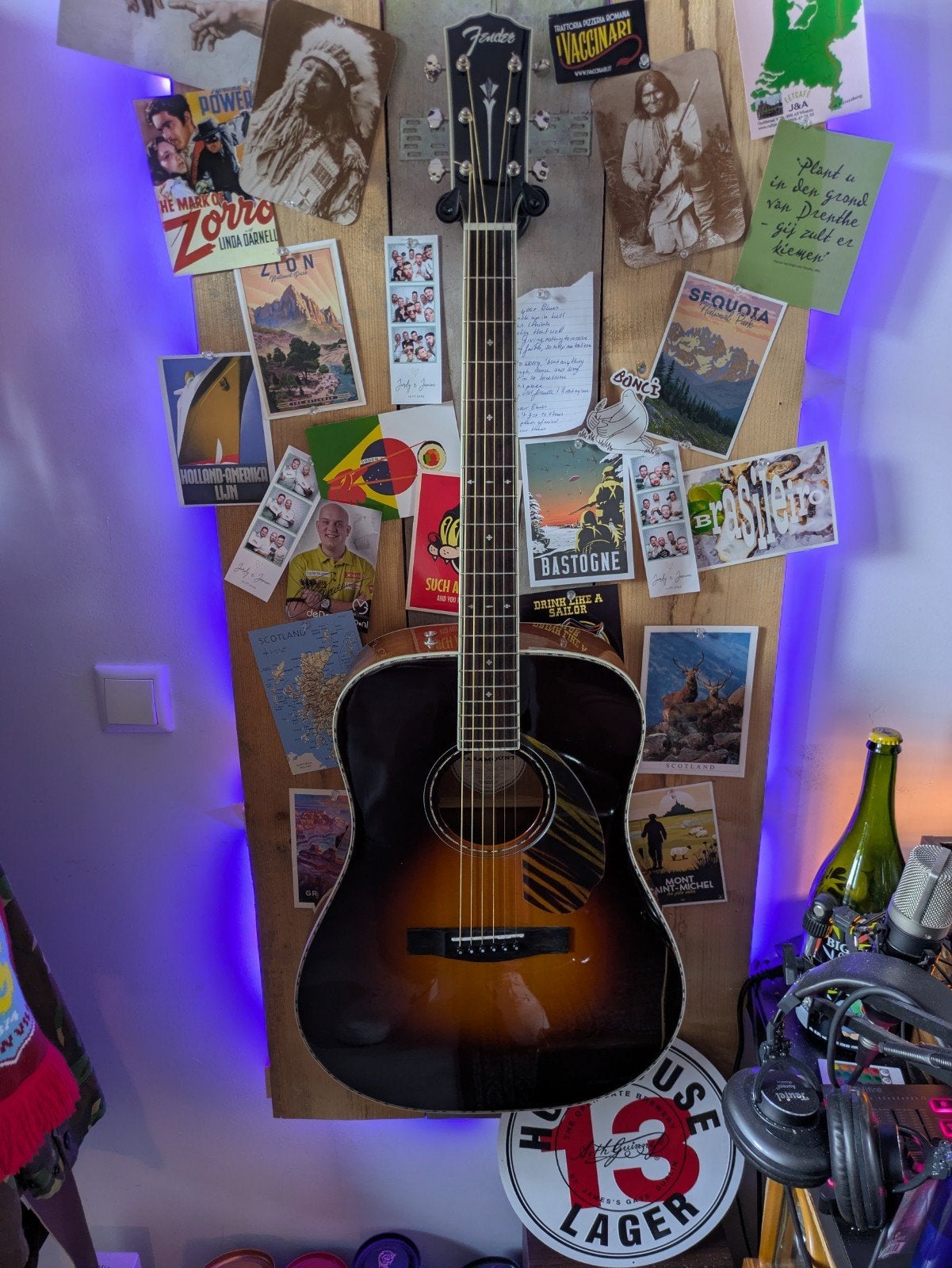 Fender Paramount Dreadnought Sunburst met koffer, Ophalen, Gebruikt, Western- of Steelstringgitaar, Met koffer