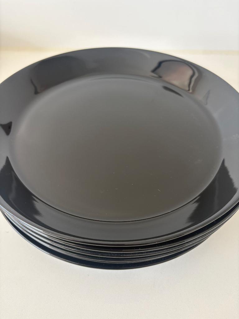 Iittala Teema zwart 6 borden 27 cm, Ophalen of Verzenden, Zo goed als nieuw, Bord(en), Effen