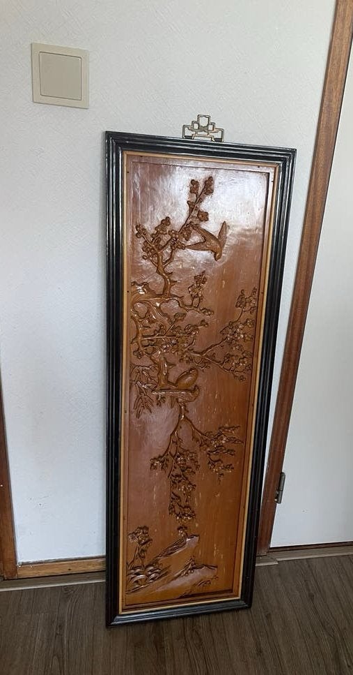 Vintage Chinees Wandpaneel Handgesneden Houtsnijwerk, Ophalen