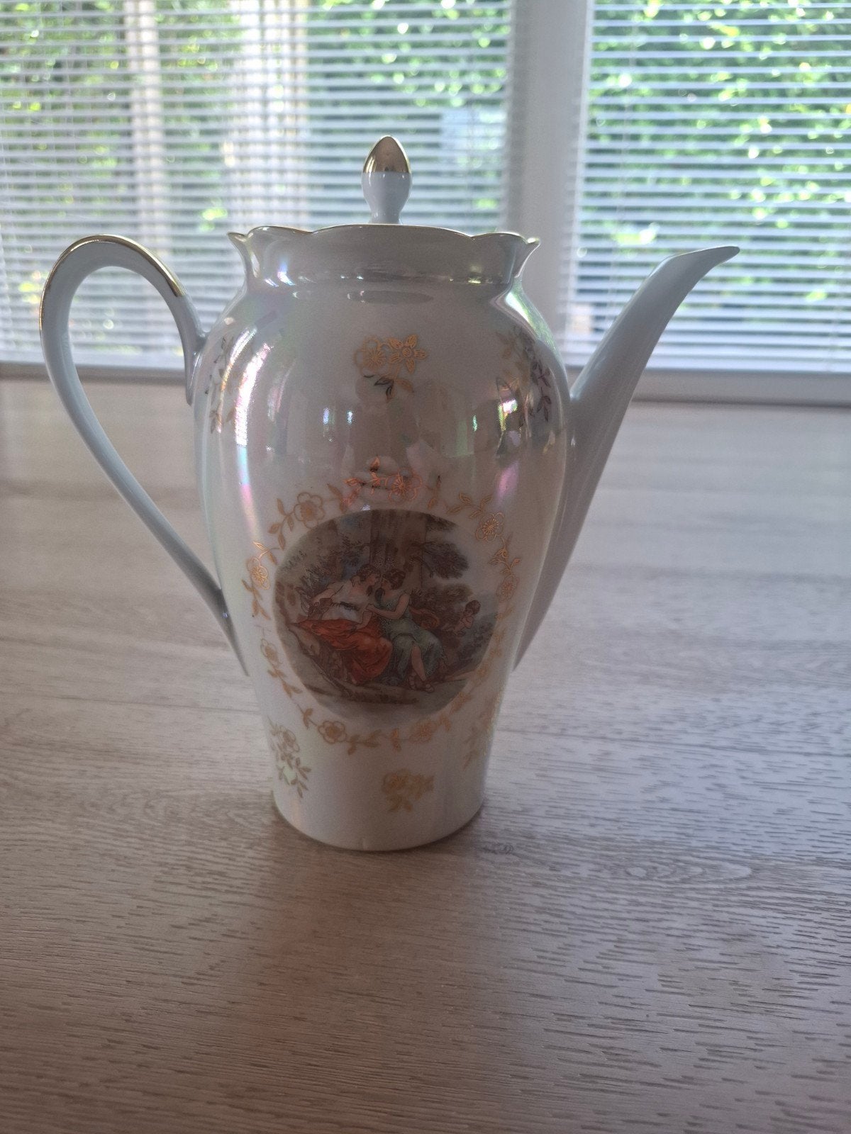 Vintage Kahla porseleinen koffieservies met parelmoerglans, Ophalen of Verzenden