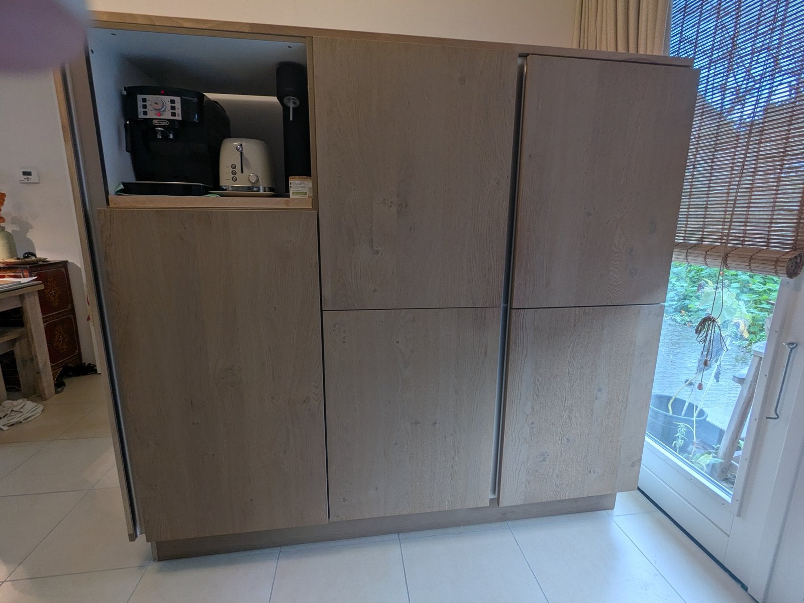 Keukenwand met 3 kasten, ovenuitsparing en koelkast, Huis en Inrichting, Ophalen, Gebruikt, Overige kleuren, Enkelwandige keuken
