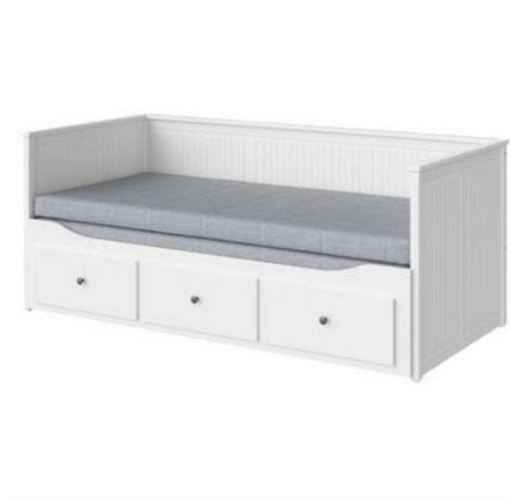 Wit bedbank met lades, Gebruikt, Eenpersoons, Wit, Ophalen of Verzenden