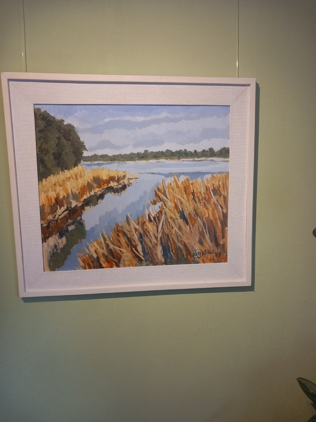 schilderij van Herry Stal ca. 1989 gezicht op de Mark, Antiek en Kunst, Kunst | Schilderijen | Modern, Ophalen, Landschap