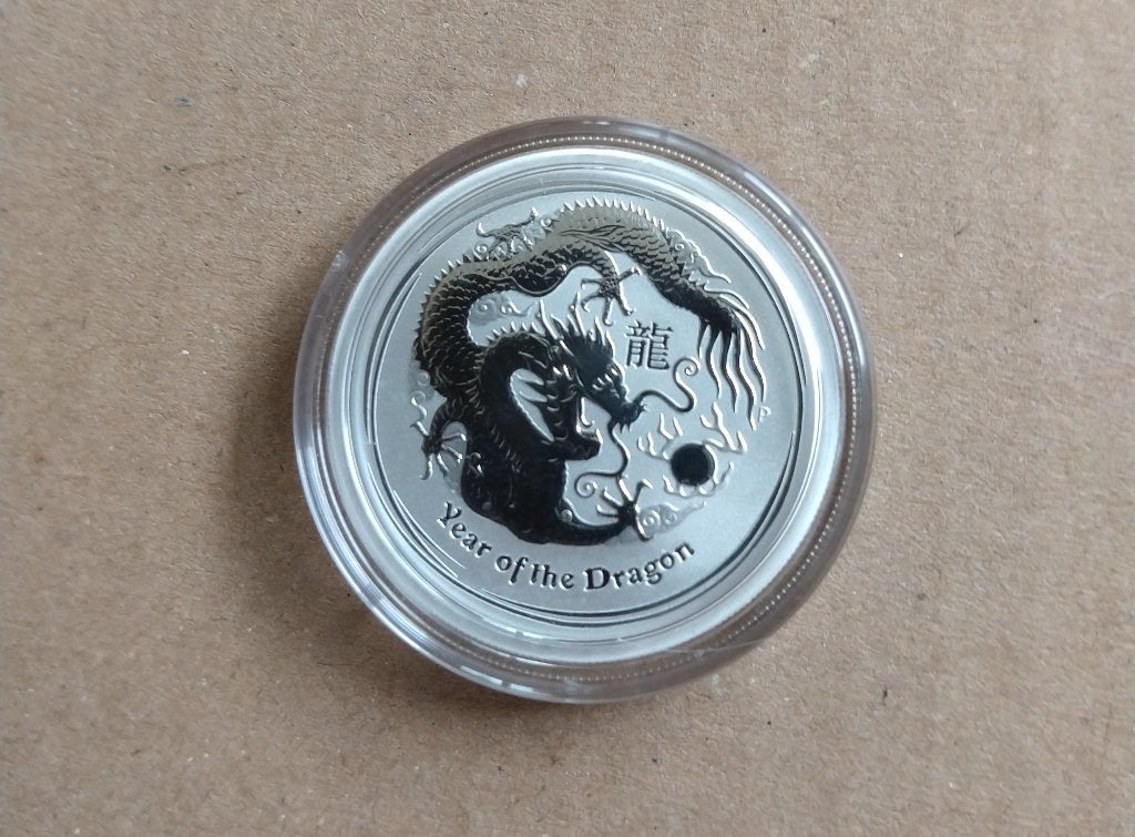 1/2 oz Lunar II zilver munt Year of Dragon 2012 Australië, Ophalen of Verzenden, Zilver