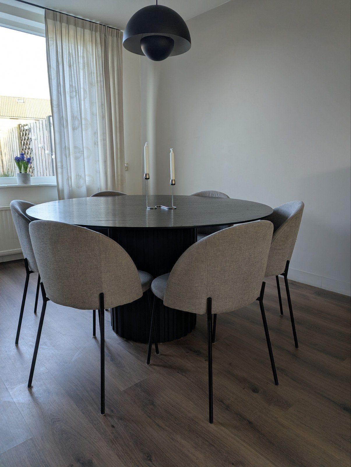 HK Living Pillar tafel 140 cm zwart, Ophalen, Rond, 100 tot 150 cm, 100 tot 150 cm