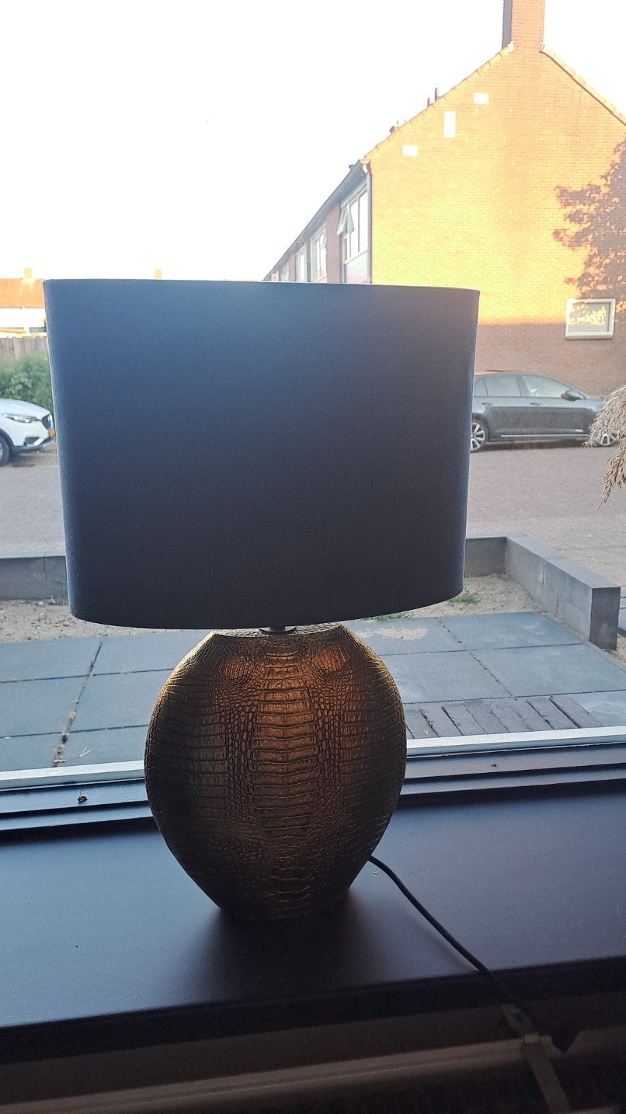 Set van 2 gouden/zwarte craquelé tafellampen (zonder kap), Gebruikt, Meerkleurig, Keramiek, Ophalen of Verzenden