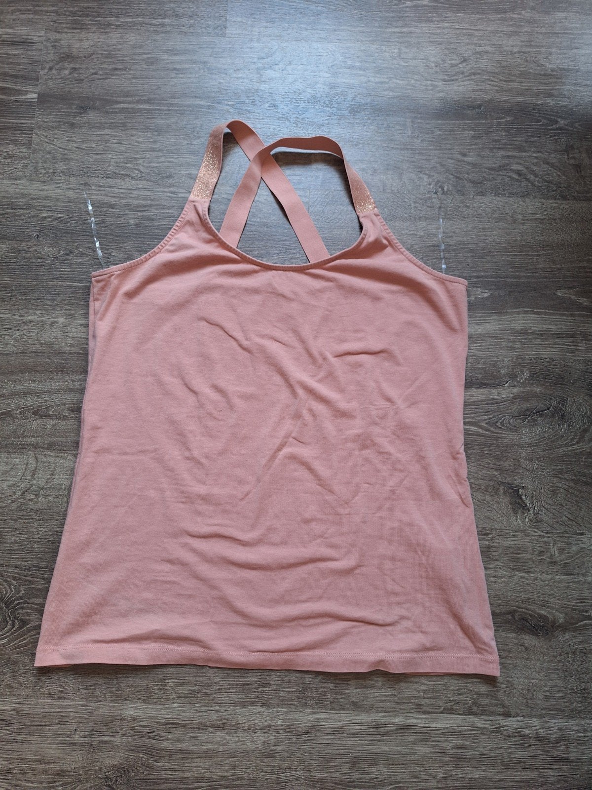 Summum Luxury Zalmkleurige Basics Top met glitterbandjes - M, Summum Luxury Basics, Maat 46/48 (XL) of groter, Ophalen of Verzenden