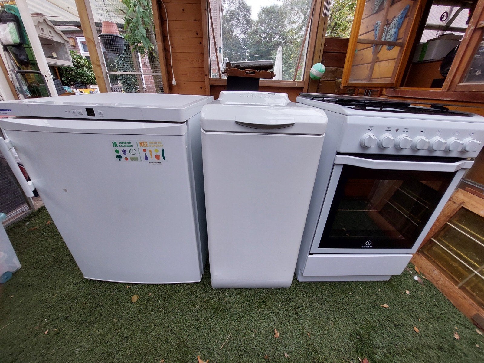 koelkast wasmachine en gasfornuis met oven, Ophalen, Gebruikt, Minder dan 60 cm, 85 tot 120 cm