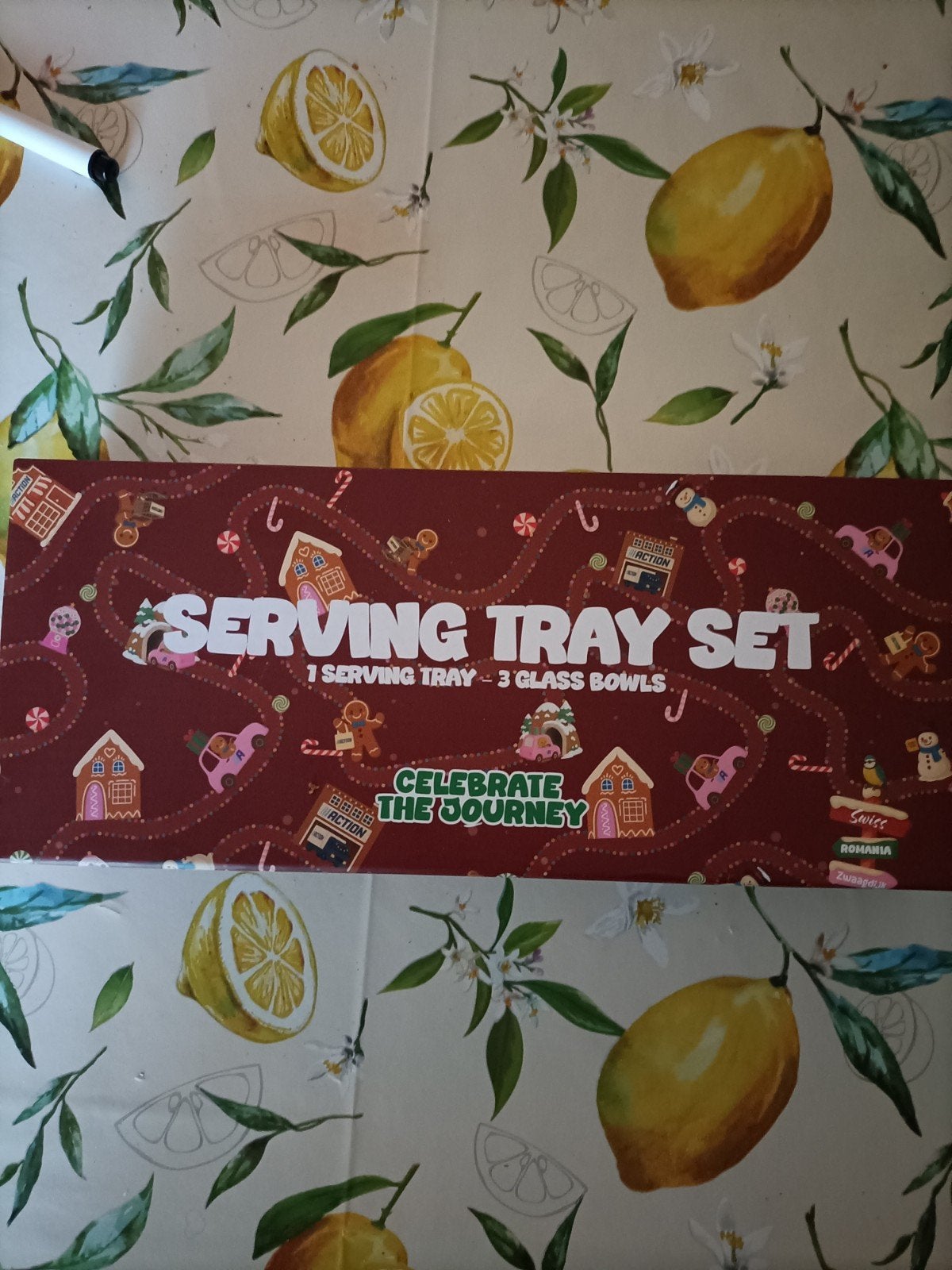 Serving Tray Set - 1 Dienblad & 3 Glazen Kommen, Ophalen, Nieuw, Overige merken, Glas