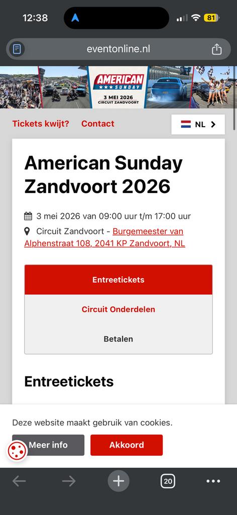Gezocht 1 show kaart peddoc American Sunday Zandvoort 2026, Tickets en Kaartjes, Eén persoon