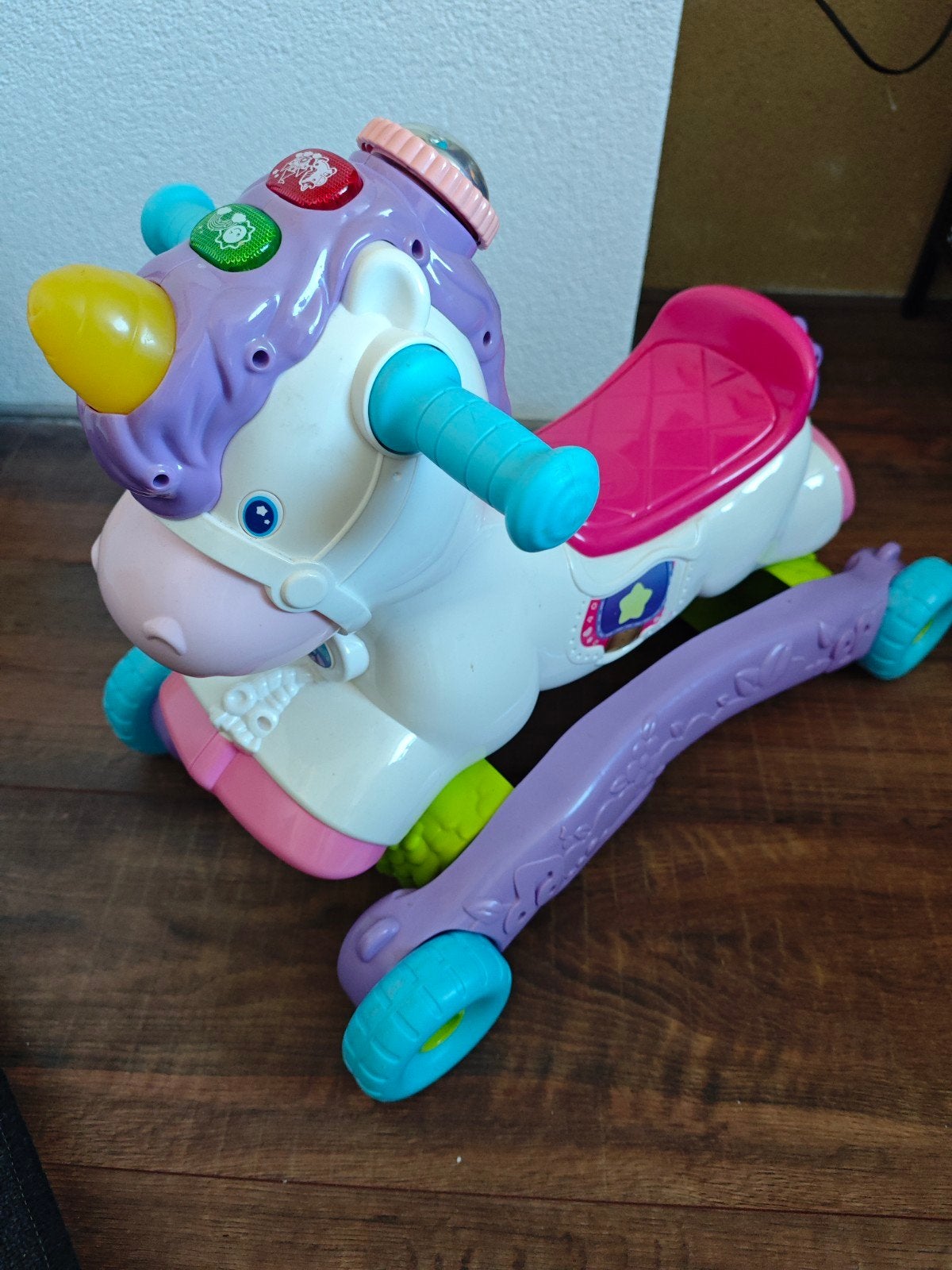 VTech Eenhoorn Loopfiets en Duwkar - Interactief Speelgoed, Ophalen of Verzenden, Gebruikt, Overige typen, Met licht