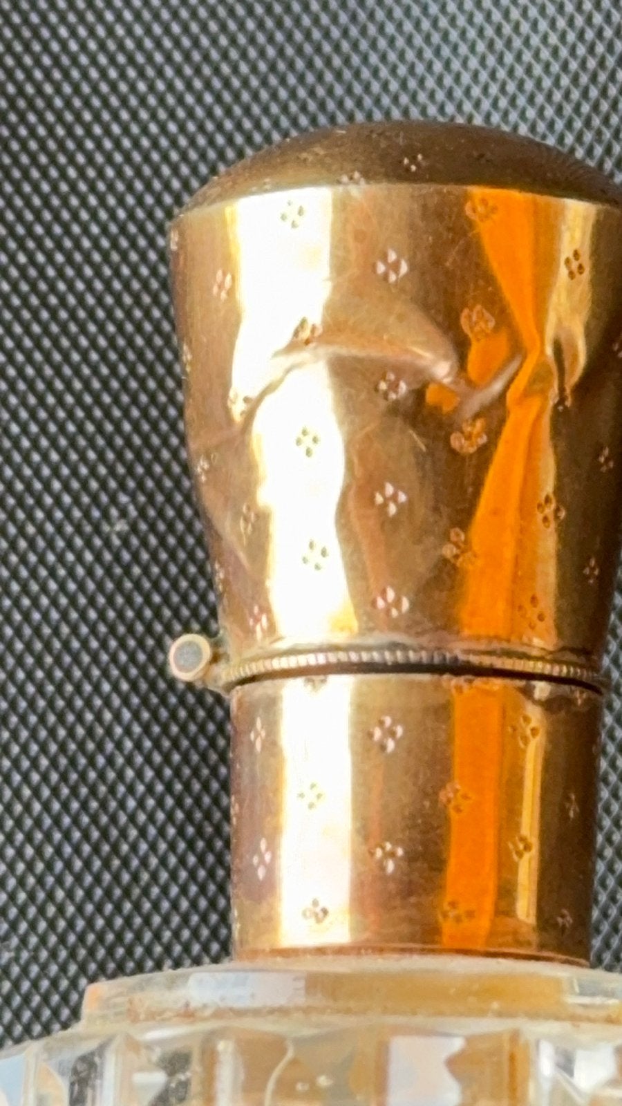 Antiek 18k Gouden kristal Parfumflesje - Hanger ontbreekt, Antiek en Kunst, Ophalen of Verzenden