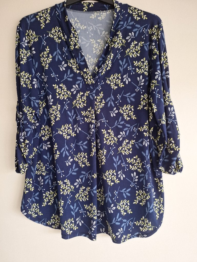 Blouse driekwart mouw universele maat, Ophalen of Verzenden, Zo goed als nieuw, Maat 42/44 (L), Blauw