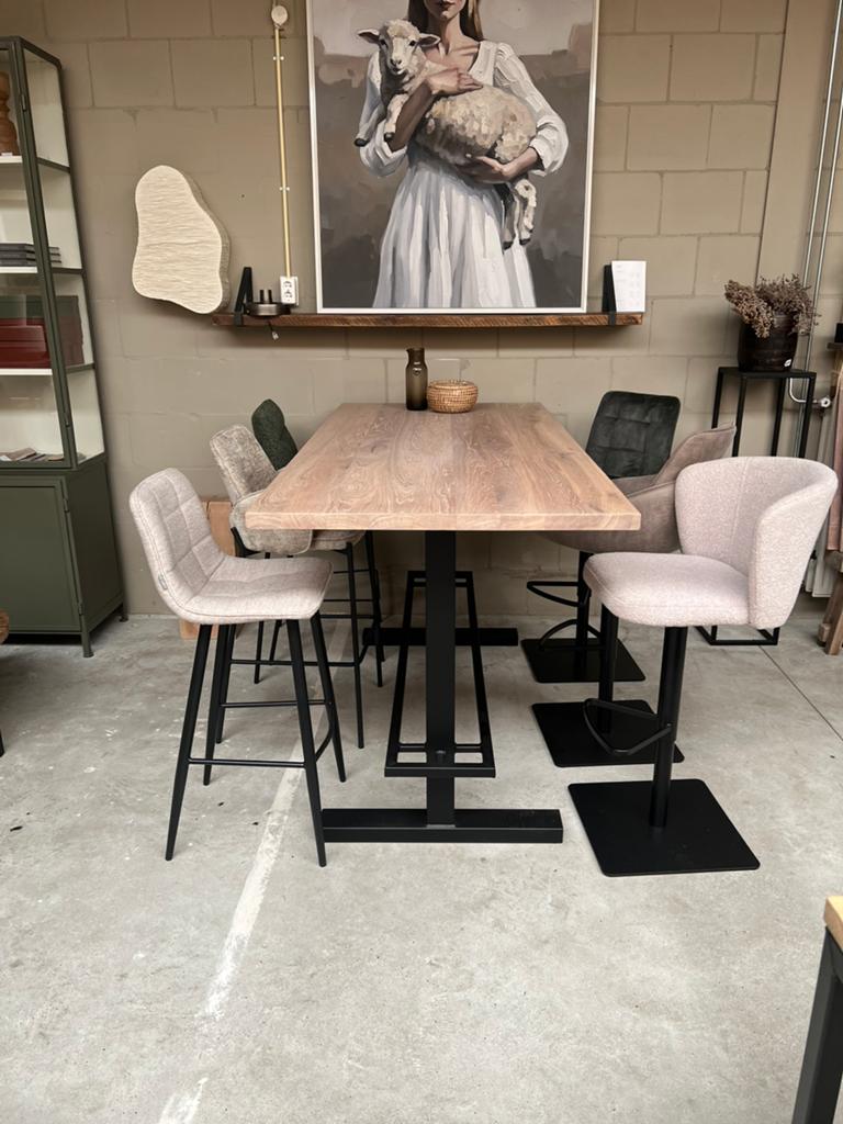Bartafel hoge tafel eiken 200x90 stalen frame, Ophalen of Verzenden, Nieuw