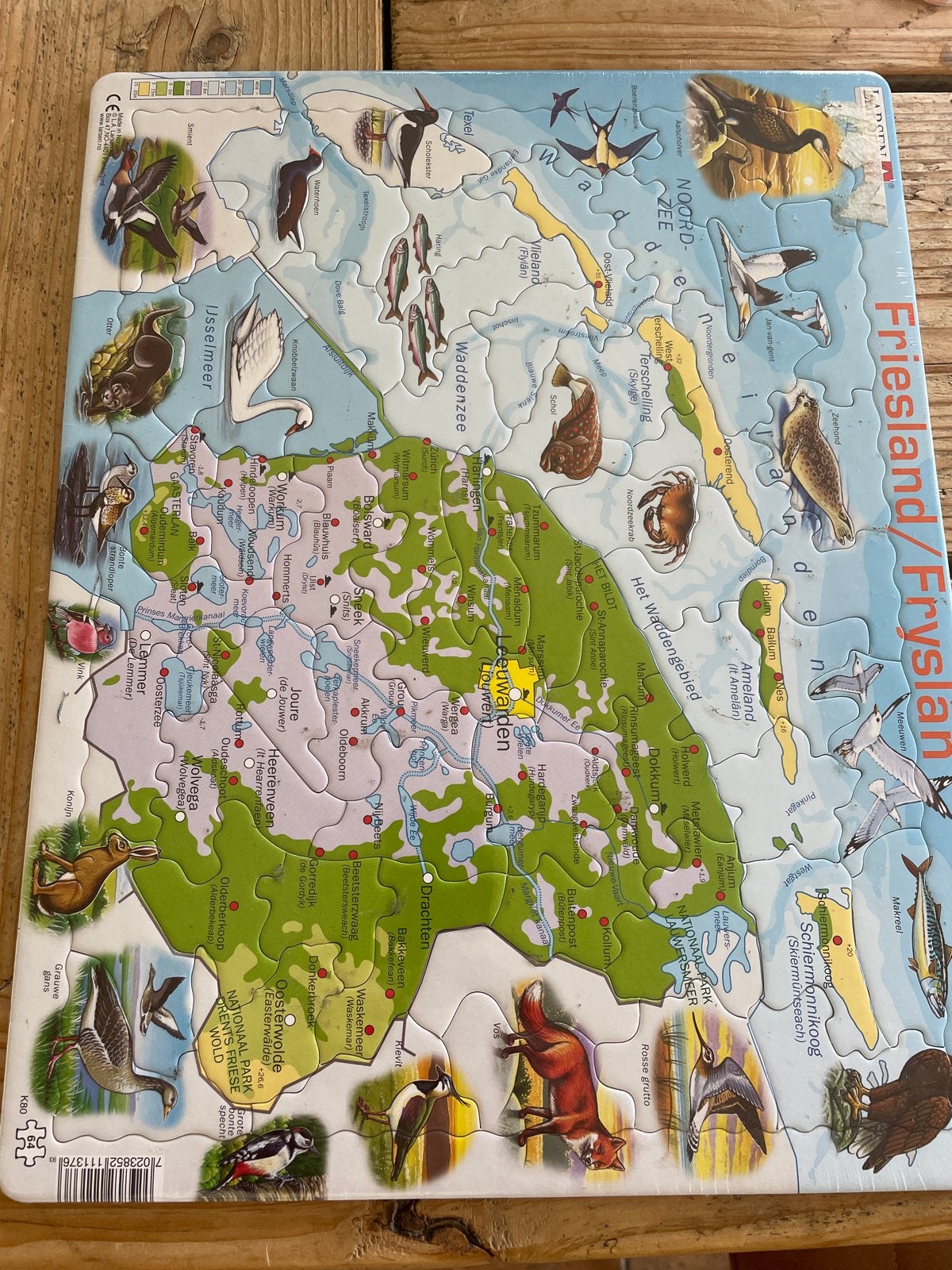 puzzel Friesland/Fryslân met dieren (nieuw in plastic), Ophalen of Verzenden, 10 tot 50 stukjes, Nieuw, 6 jaar of ouder