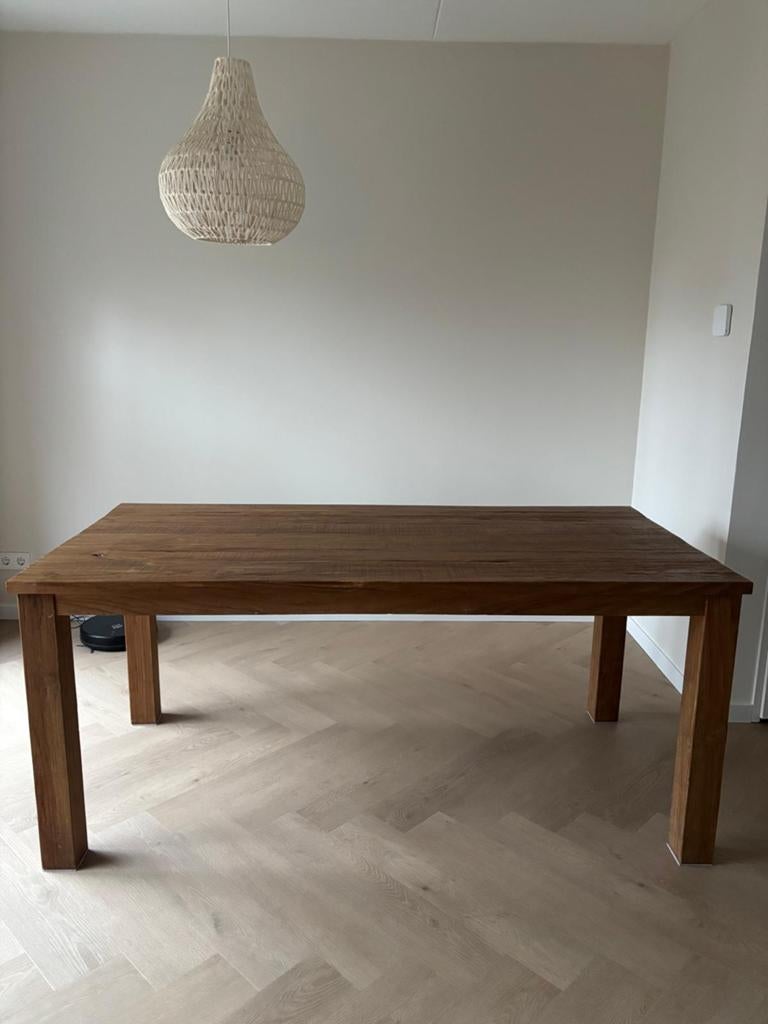 Massieve teakhouten eettafel – 180 x 89,5 cm, Huis en Inrichting, Tafels | Eettafels, Ophalen, Teakhout, 50 tot 100 cm, Zo goed als nieuw