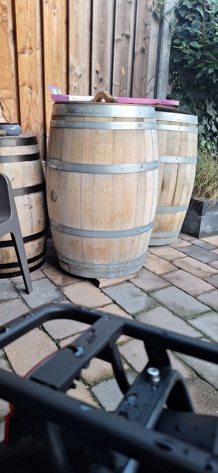 nog 2 eikenhouten regentonnen inclusief kraantje, 150 liter of meer, Ophalen, Hout