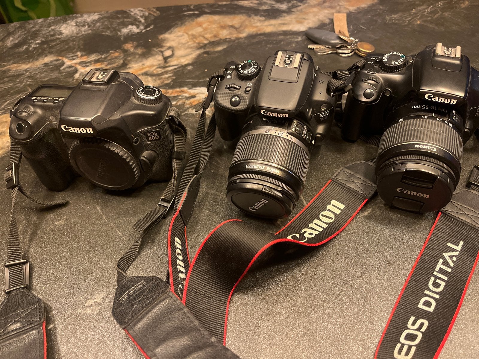 Canon EOS 1100D, 100D, 40D DSLR camera's met accessoires, Canon, Camera, Ophalen of Verzenden, Gebruikt