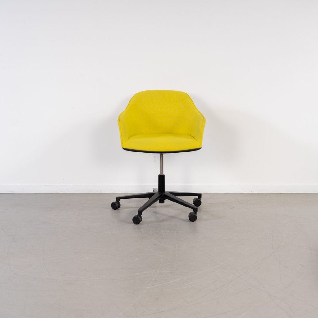 Vitra Softshell Bureaustoel Geel Leer - Zwart, Niet ingevuld, Zo goed als nieuw, Niet ingevuld, Niet ingevuld