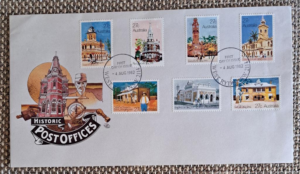 Envelop – Historic POST OFFICES Australia  1982, Postzegels en Munten, Brieven en Enveloppen | Buitenland, Ophalen of Verzenden