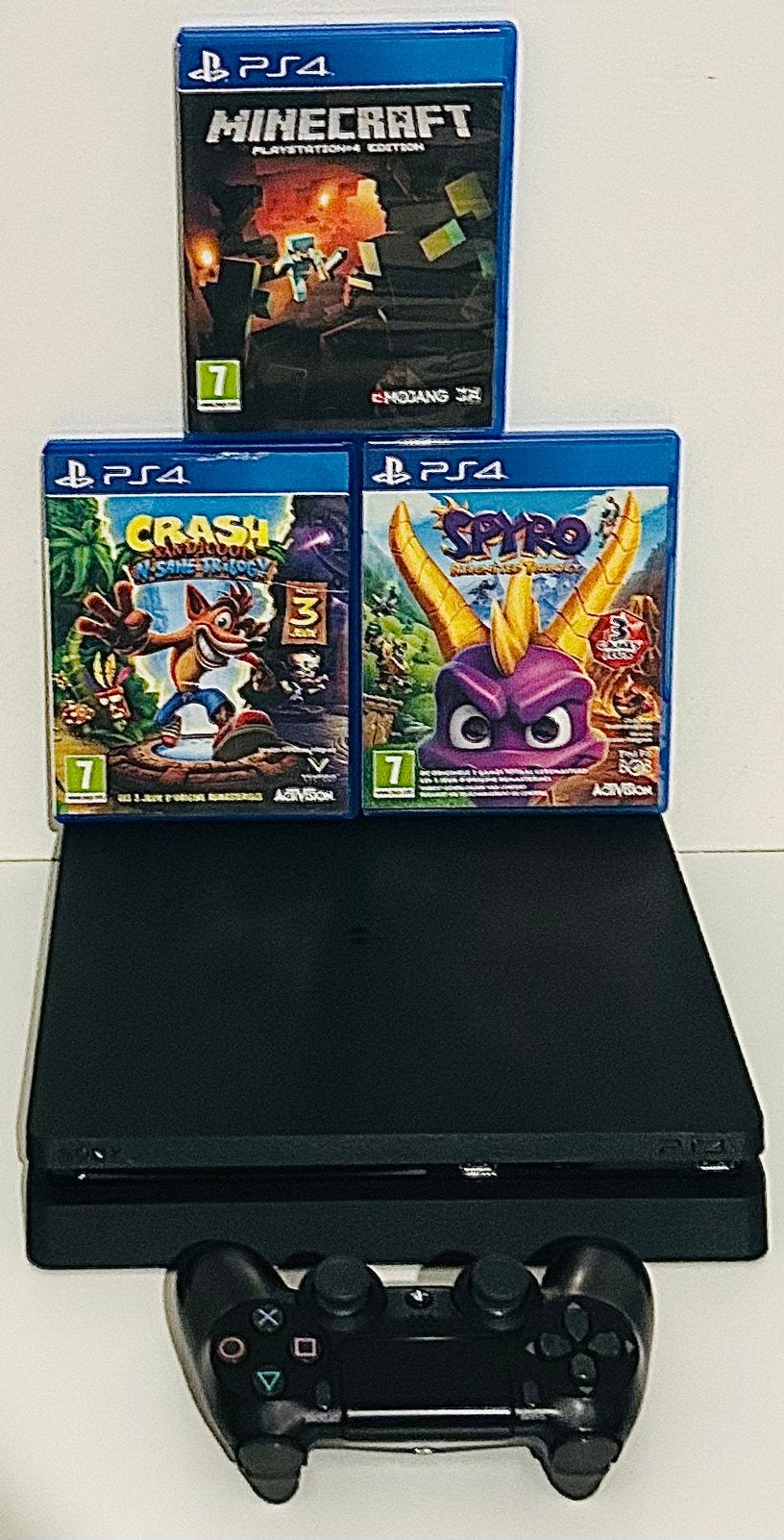 PlayStation 4 Slim + Games/Software versie: 12.00, Ophalen of Verzenden, Zo goed als nieuw, Met 1 controller, Slim